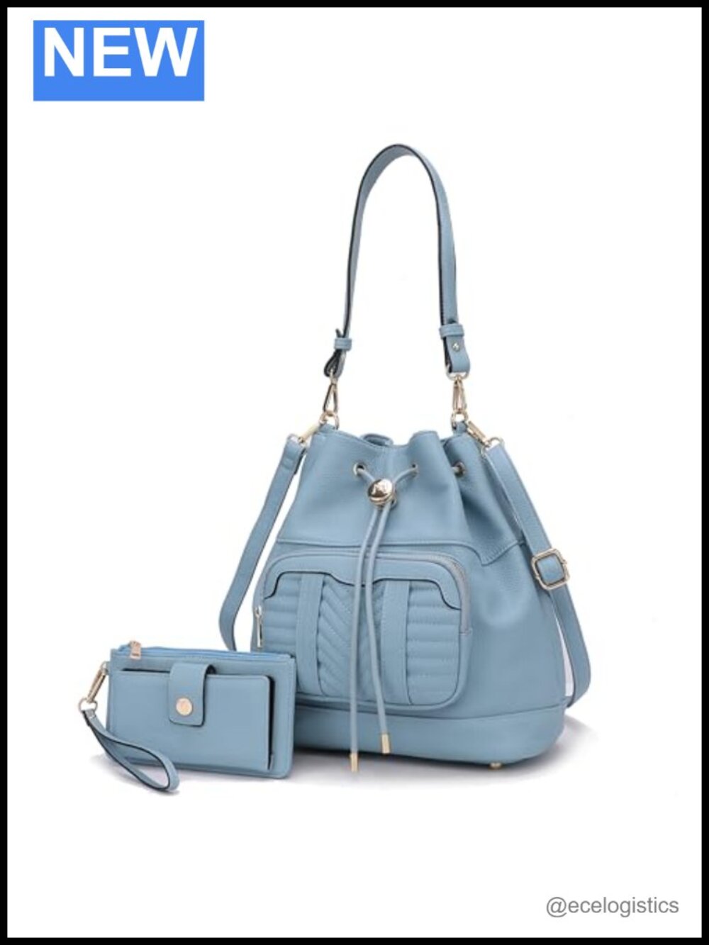 Faux Leather Crossbody Hobo Bucket Bag Purse with Wristlet Wallet